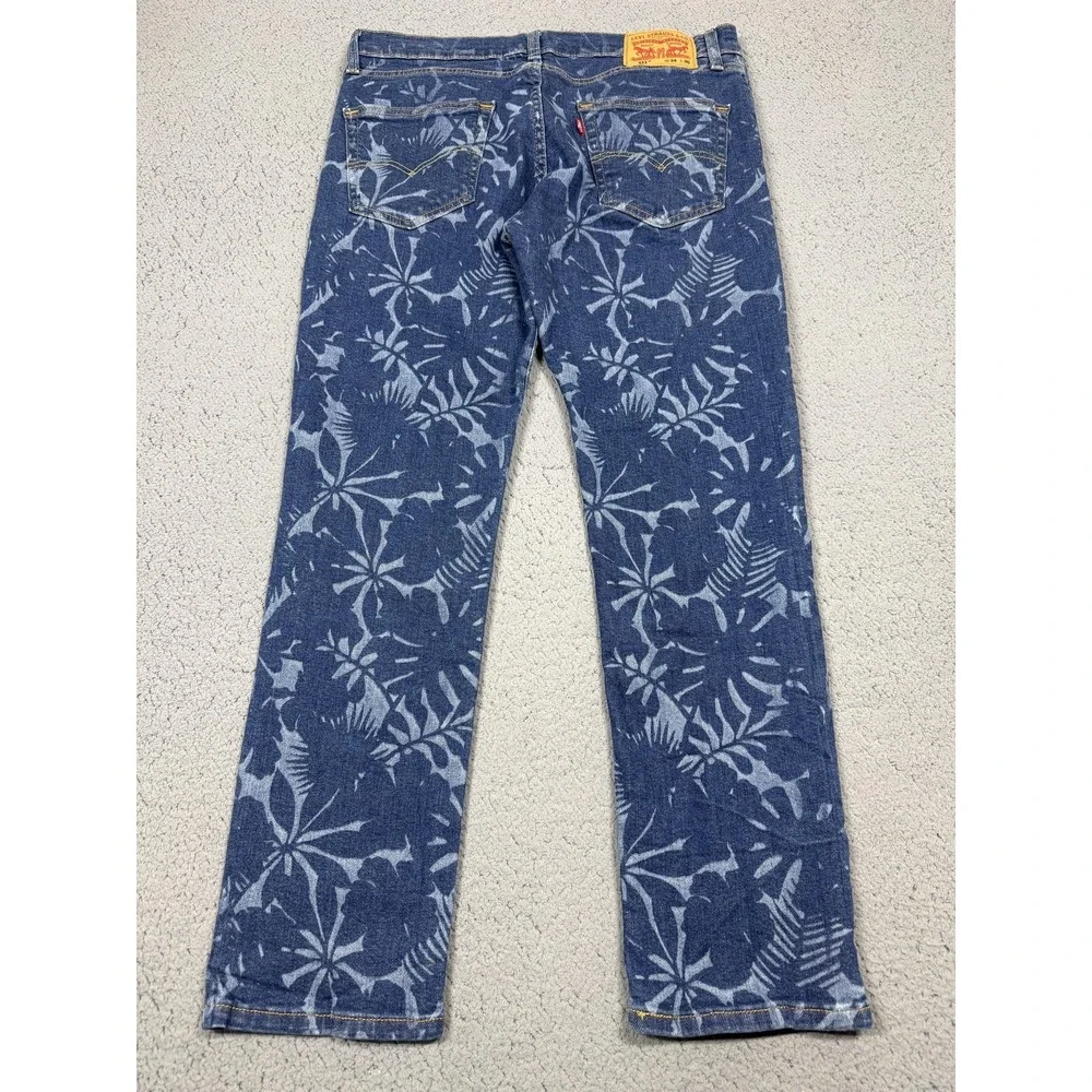 Levis 511 Jeans Mens 34x29 Medium Wash Blue Slim‎ Tapered Floral Print AOP Denim